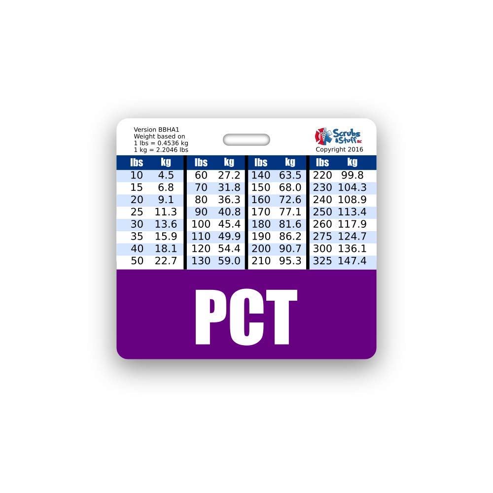 PCT Badge Buddy Horizontal w/Height & Weight Conversion Charts (Standard, Purple)