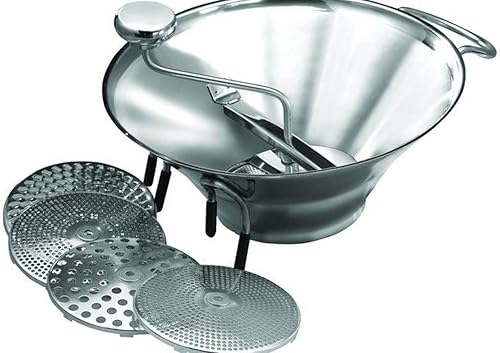 Winco Molinillo de alimentos de acero inoxidable con 5 ralladores, 5 cuartos de galón