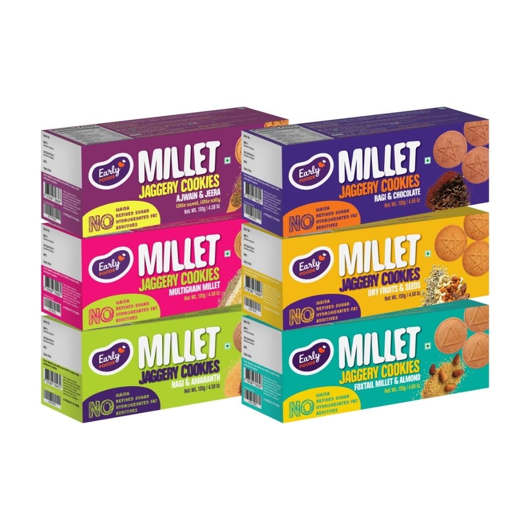 Early Foods - Biscuits Combo Pack - Millet Jaggery Cookies 130Gram X 6| Sugarfree Cookies |Butter| Sugarfree Biscuits (B07TC42ML7) Amazon Price History, Amazon Price Tracker