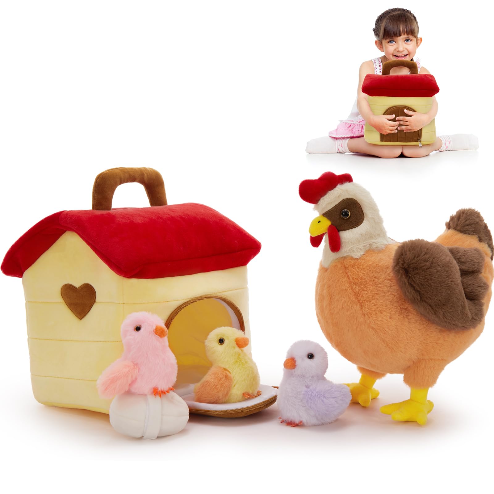 MorisMos Big Chicken Teddy with Baby In the House