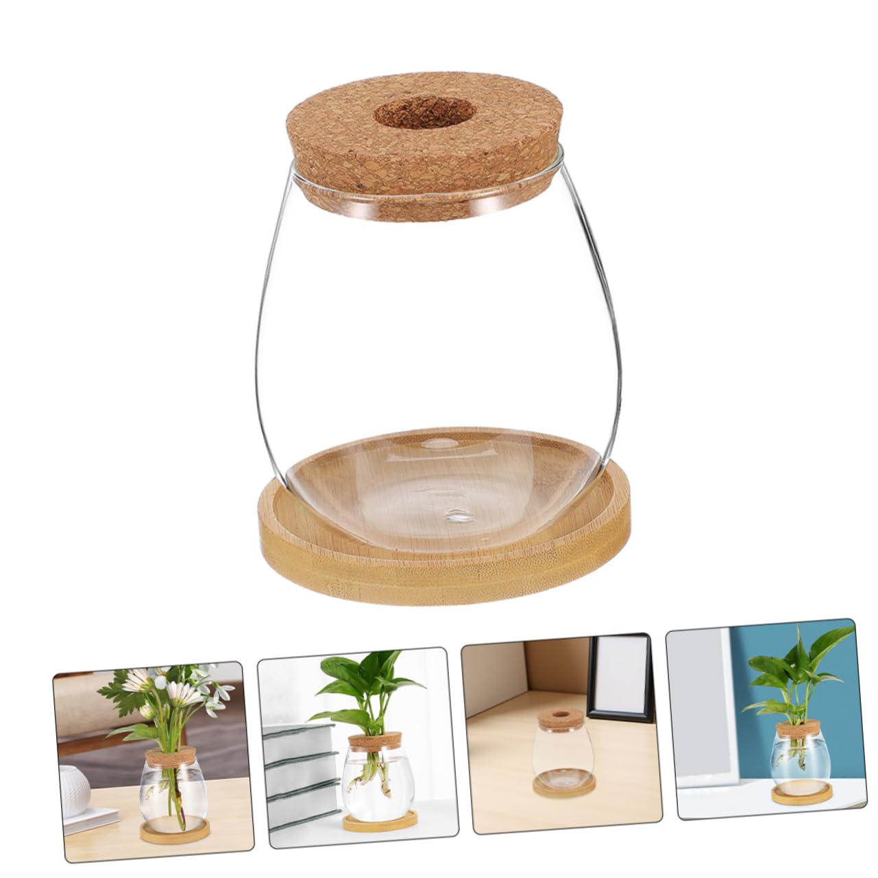 Gatuida 2ensembles Vase De Propagation Eau Verre Transparent Lot de Pots Hydroponiques pour Plantes Intérieur avec Support De Table