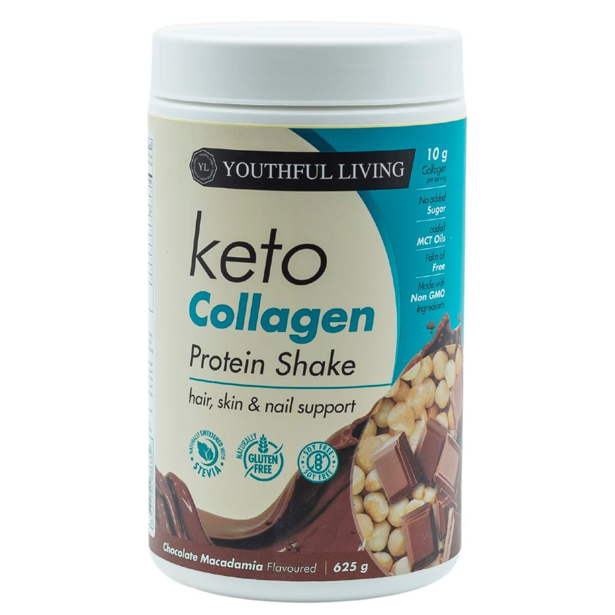 Youthful Living Keto Collagen Chocolate Macadamia Flavoured Protein Shake 625 g