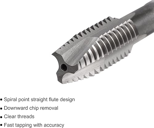 Miniatura 8 de uxcell Grifo roscado de punto espiral 3/8-16 BSW, HSS (acero de alta velocidad) Macho de rosca de máquina 3 flautas rectas sin recubrimiento