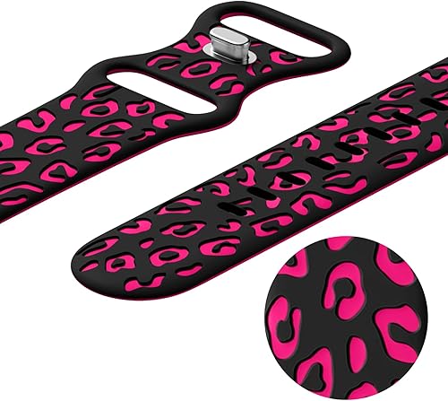 Miniatura 6 de CreateGreat Paquete de 3 correas grabadas de leopardo compatibles con Apple Watch Band de 1.614 in 1.575 in 1.496 in 1.929 in 1.772 in 1.732 in