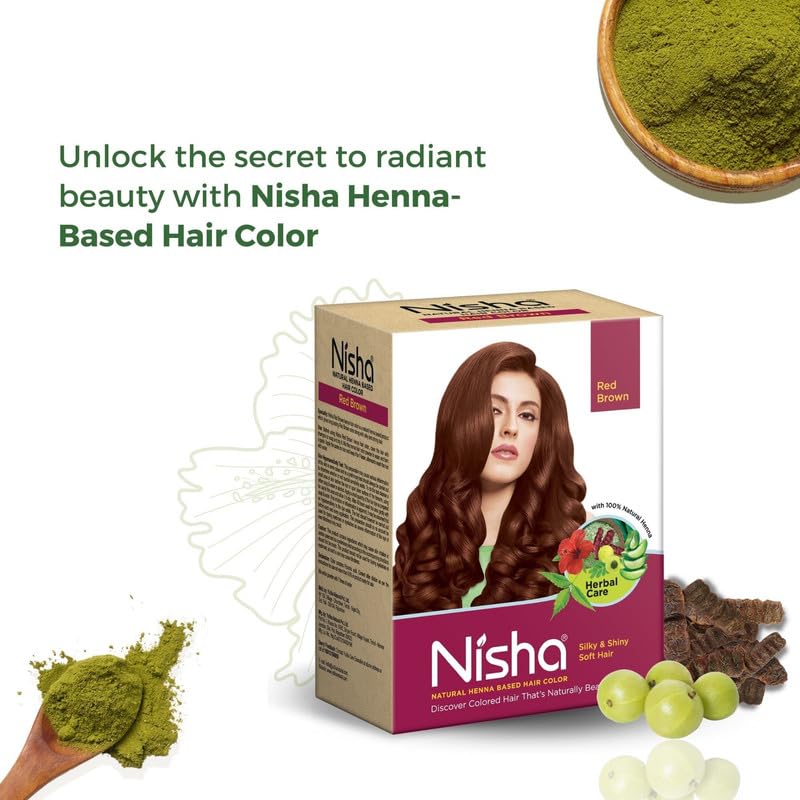 Nisha Natural Henna Powder Tinte Rojo Marrón 2 x 90g miniatura 5
