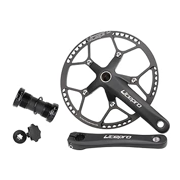 UJEAVETTE Folding Bike Crankset Bcd 130Mm Chainset Chainring Bb Crankset 58T Black