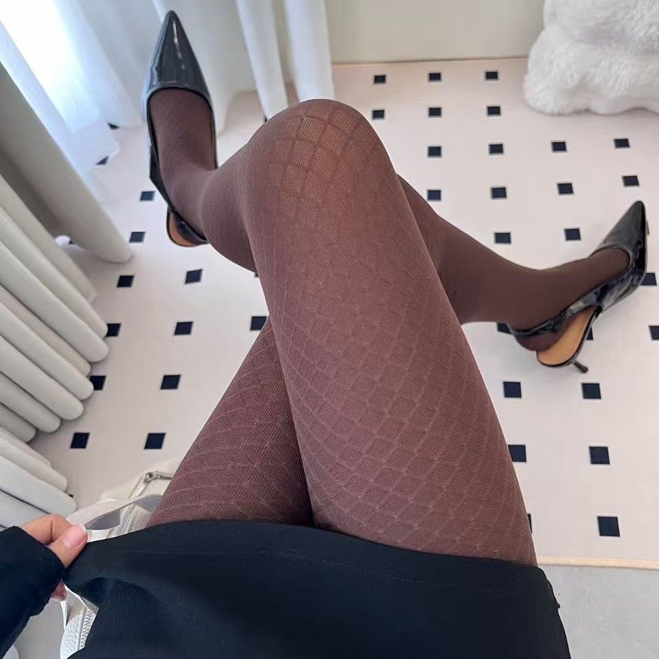 Image of Sahabowi Women Tights, Female Sheer High Waist Pantyhose, Vintage Control Top Stockings
