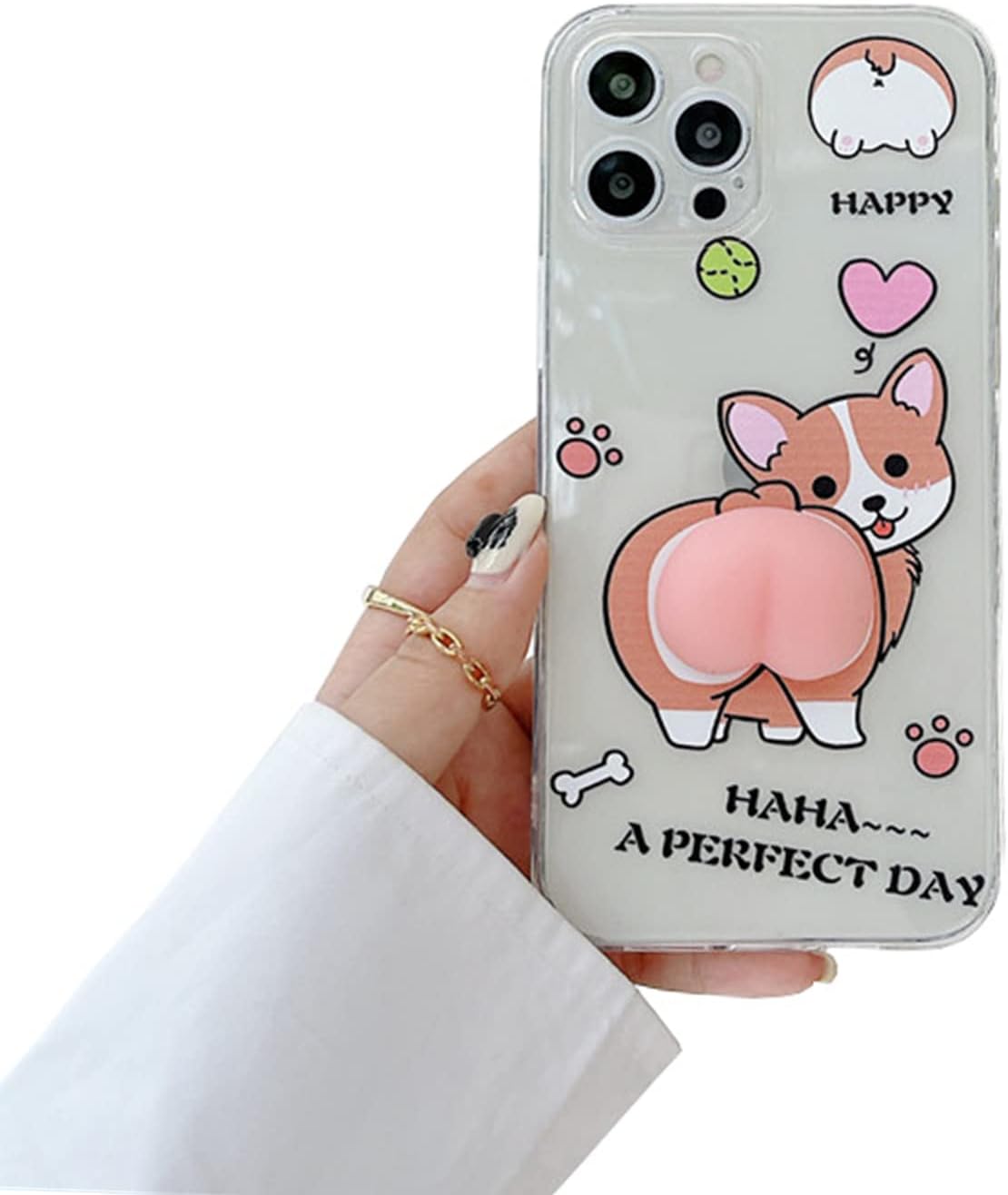 ComfyArt 3D Cute Corgi Butt Phone Case Compatible with iPhone XR Case Soft Silicone Transparent Protection Phone Case for iPhone XR Case