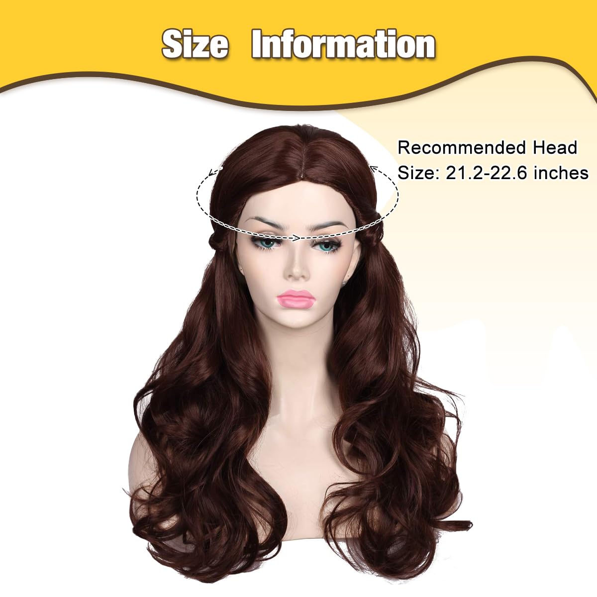 ColorGround Women’s Long Wavy Brown Prestyled Cosplay Costume Wig with Detachable Bun - Image 2