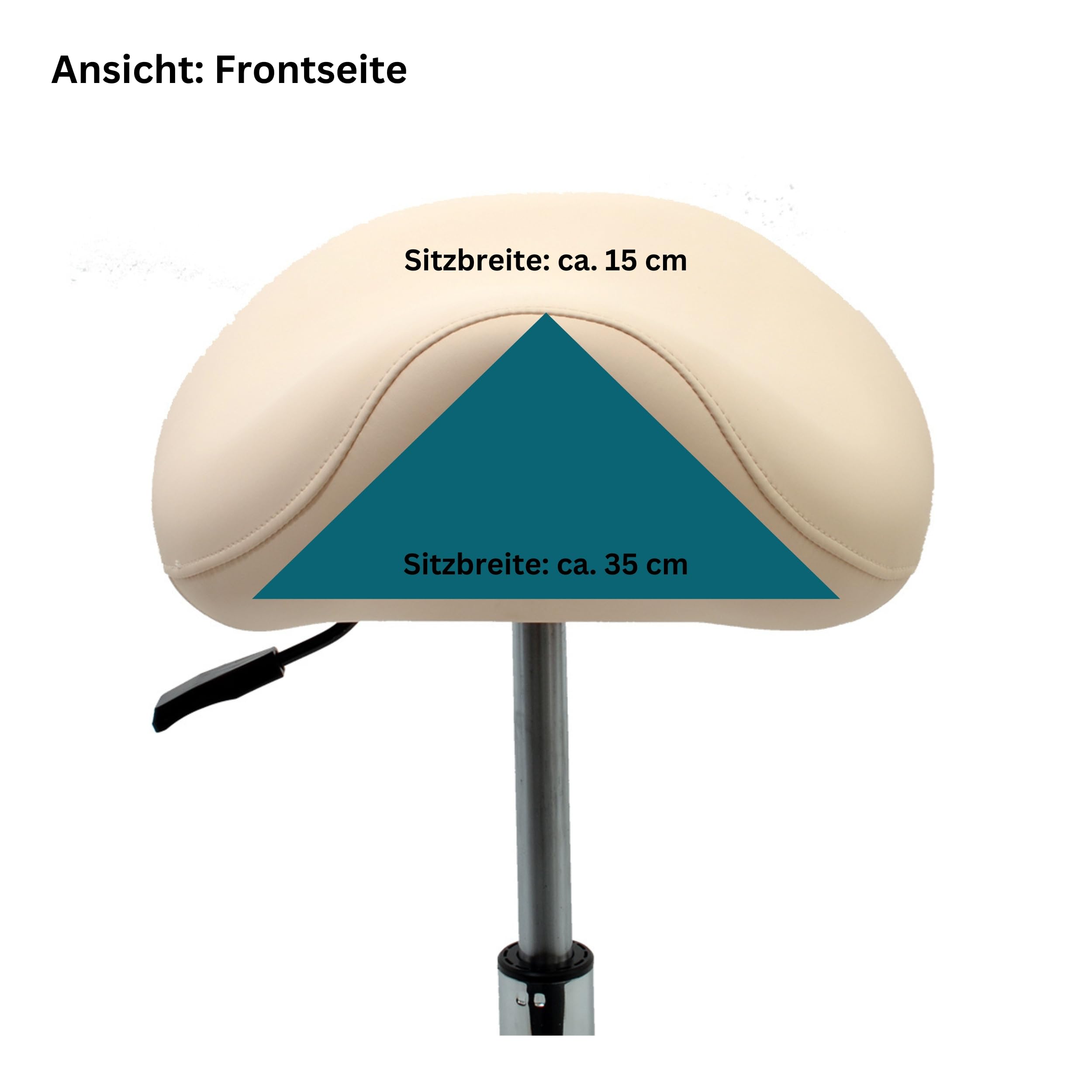 Sattelstuhl - Sattelhocker - Rollhocker - Arbeitshocker - für Praxis, Büro und Home-Office - höhenverstellbar und drehbar (Taubenblau)