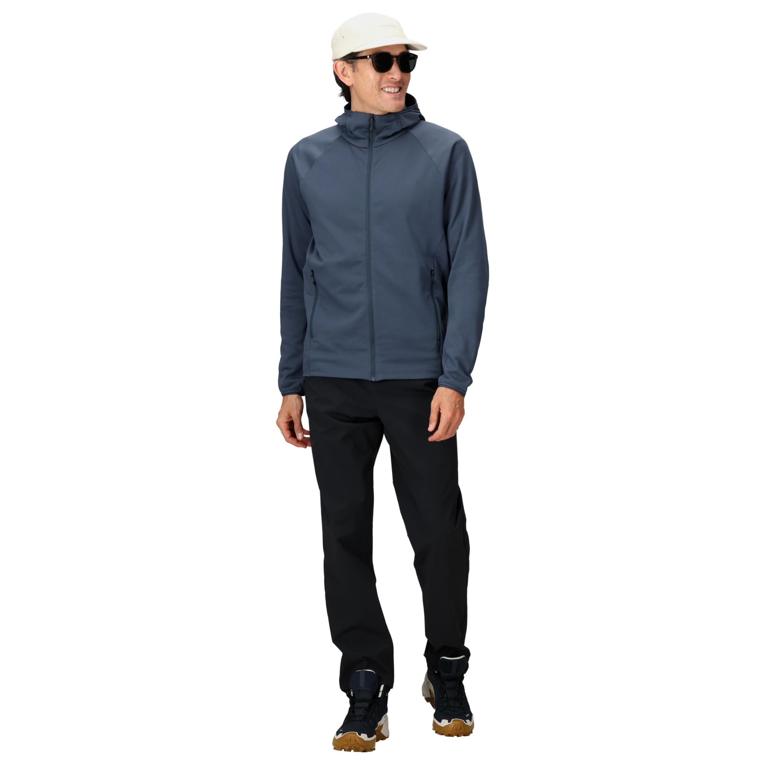 Marmot Meżczyzni Leconte Full Zip Hoody, Ciepła Kurtka Polarowa, Zapinana na Zamek Błyskawiczny, Oddychająca, Odporna na Wiatr, z Możliwością Spakowania, do Wędrówek i Jazdy na Nartach, Thunderhead, M