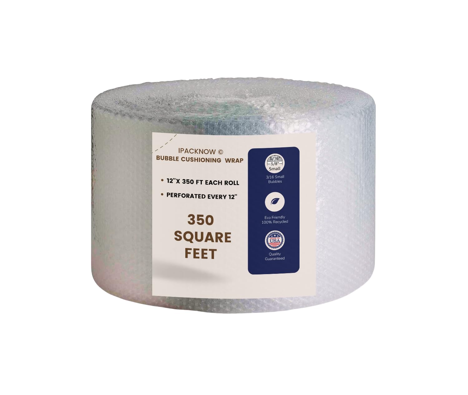 Bubble Cushion Wrap Roll 12 Inch x 350 Feet Total 3/16 Small Bubbles Perforated Every 12