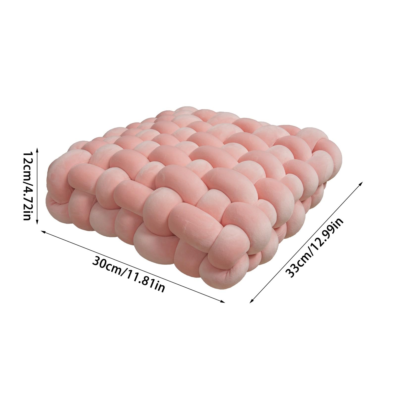 Quadratisches handgeknotetes Knotenkissen, weiches plüschiges Dekokissen, einfarbig geflochtenes Kissen für Sofa, Schlafzimmer, Wohnzimmer und Büro als Wohnaccessoire Armeegrün 12"x13"/30x33cm