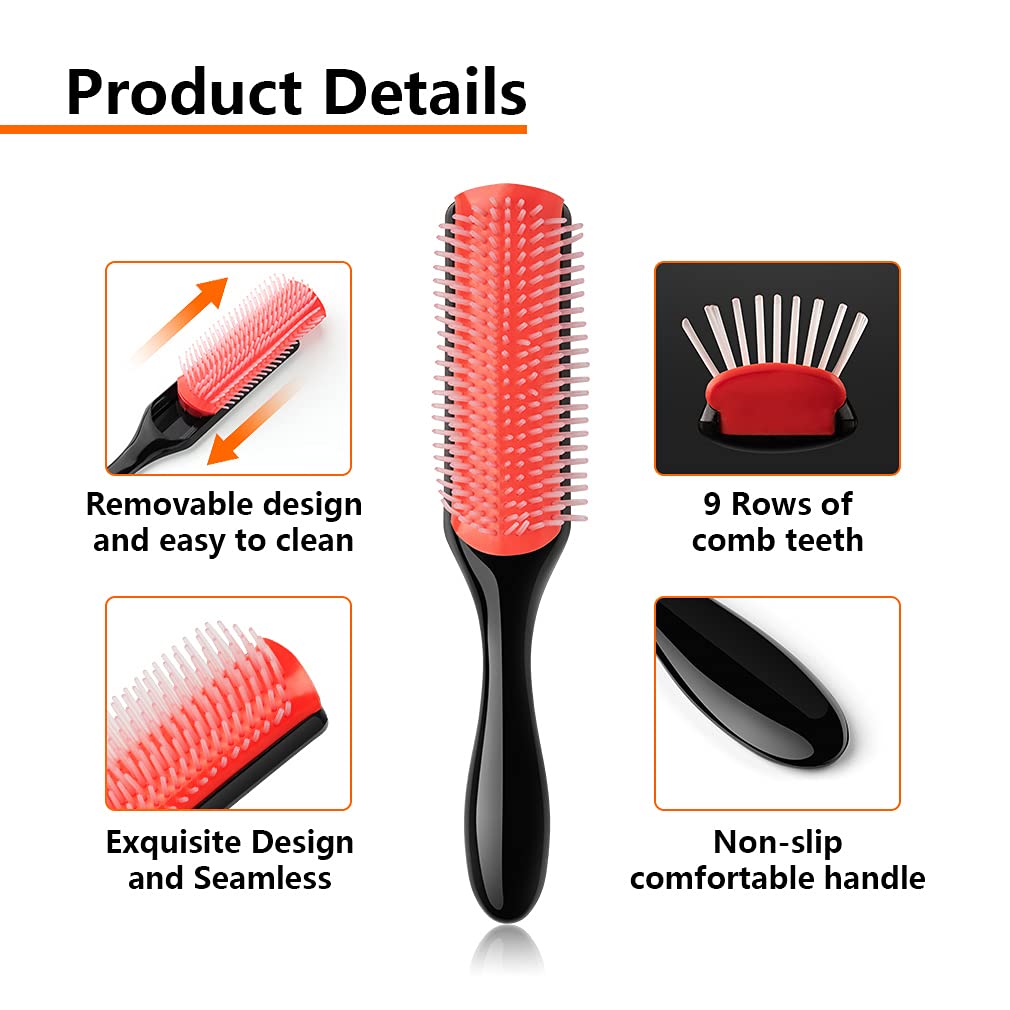 Hair Brush Set, 10 Pcs Detangling Brush Set for Curly Hair, Black Natural Hair and All Kinds of Hairs, Detangling Comb set for Women Men Styling, for Wet or Dry Hair, with Wide Tooth Detangling Comb : Beauty & Personal Care