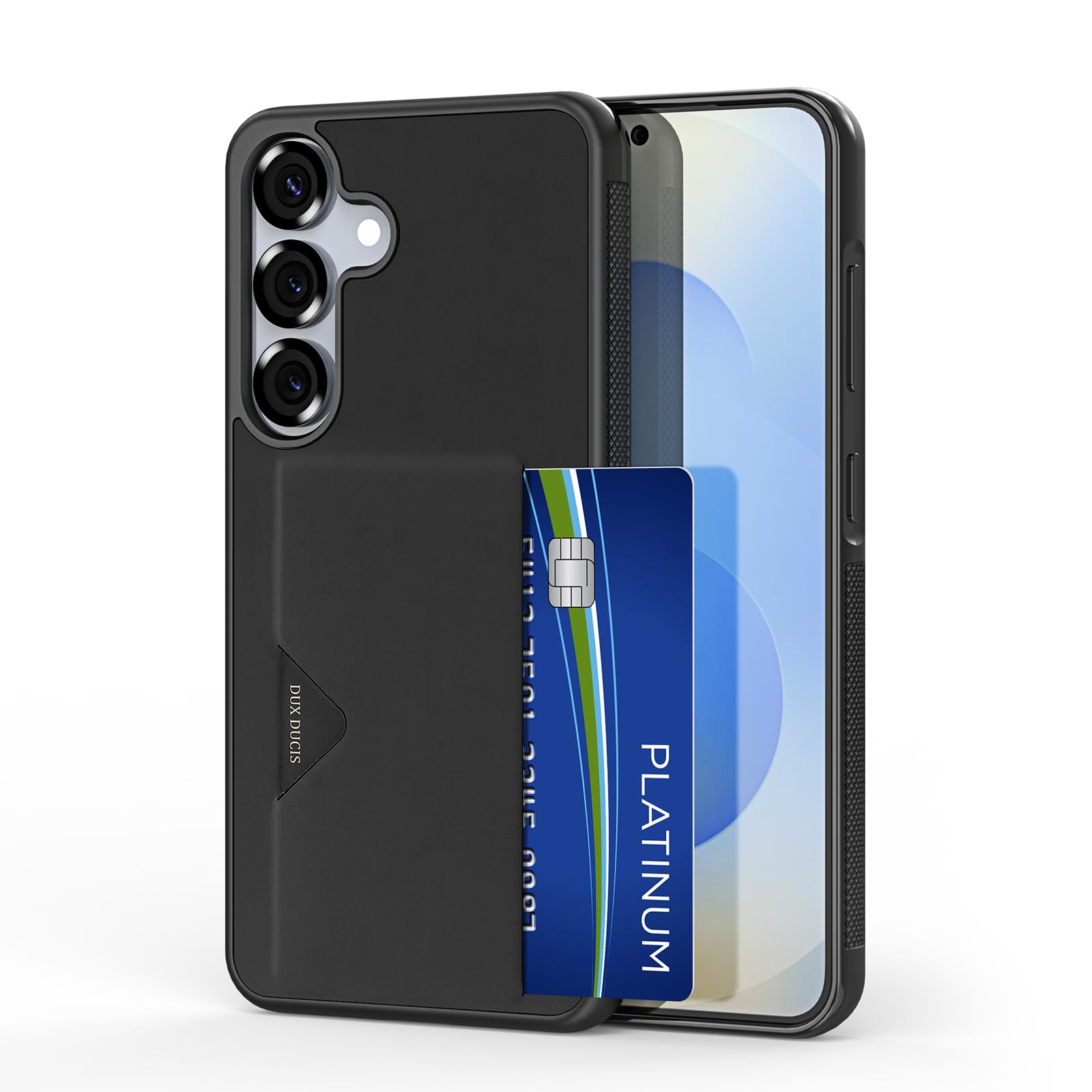 【ミニマリストには高】Galaxy S25 ケース カバー カード収納 上質な手触り ギャラクシー S25 背面カード収納 カバー 耐衝撃 軽量 薄型 ICカード収納 P-card スマホケースマホカバー 背面カードポケット(Galaxy S25 、ブラック)