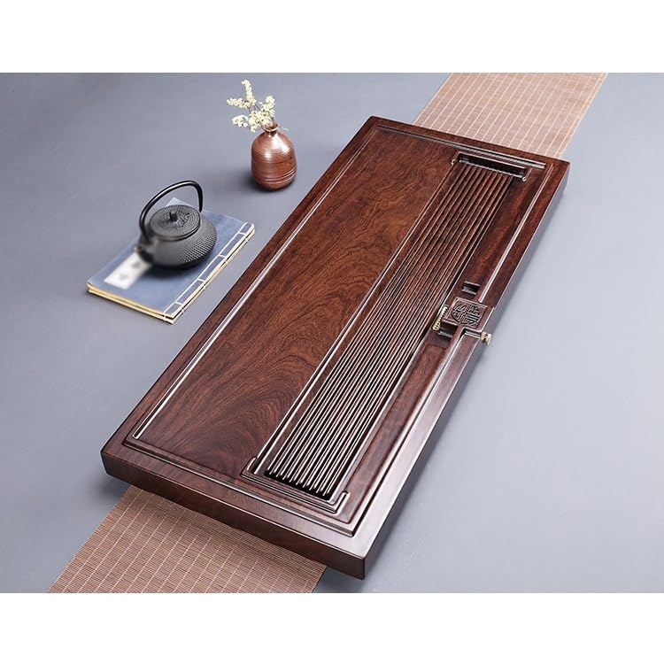Plateau à thé en bois massif for la maison, plateau ébène, table Kung Fu de style chinois simple, drainage Table à Thé pour la Maison Plateau à Thé