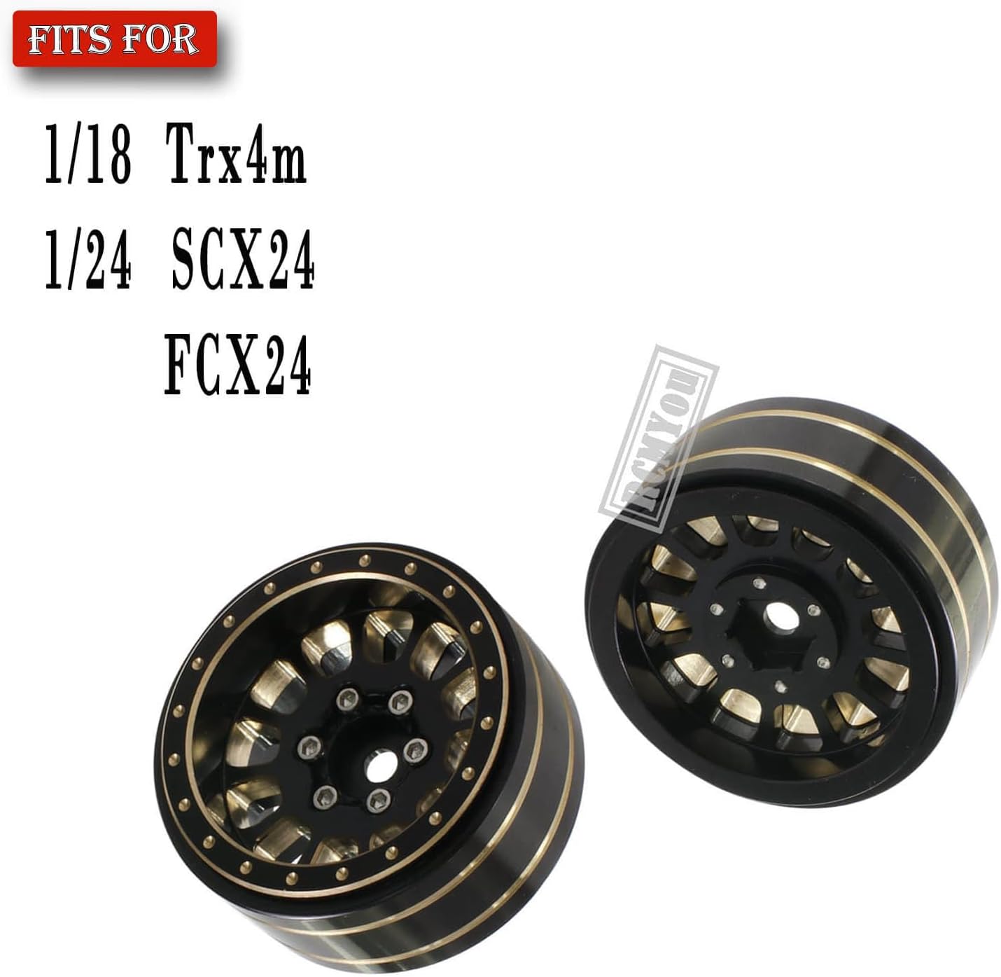 RC Full Brass 1.2 Inch Beadlock Wheel Rim for 1/18 1/24 Trx4m SCX24 FCX24 RC Crawler Car,Full Brass 4PCS (1.2 Inches) Wheel Hub
