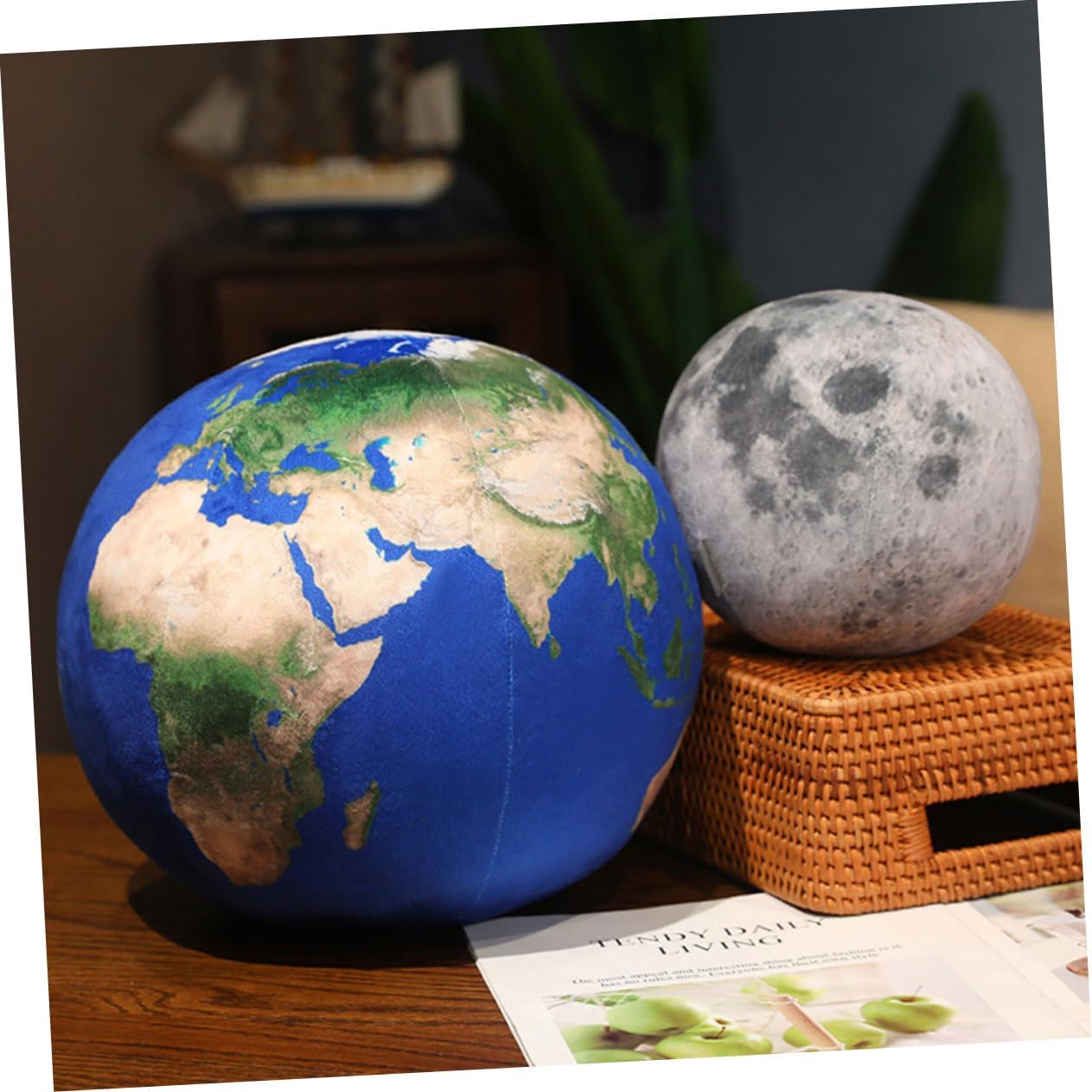 VICASKY Soft Plush Earth Planet Ball Pillow Cozy Decorative Throw Cushion for Home Sofa Bedroom Hotel Use Removable Cover Easy Maintenance
