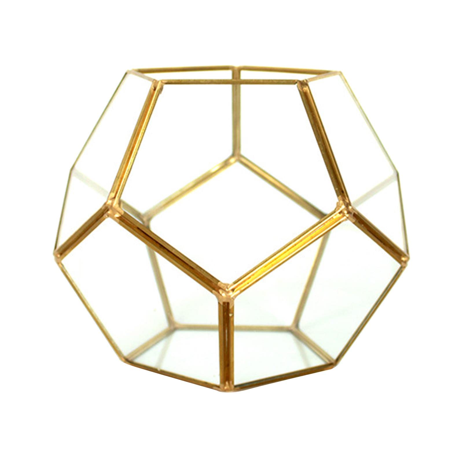 Geometric Terrarium Invernadero Decorativo de Vidrio Soporte para Plantas Arreglo Floral Diseño Moderno Adecuado para Sala de Estar Escrito, con Cobre