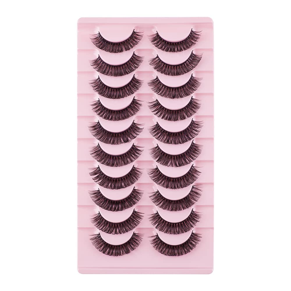 False Eyelashes Russian Strip Lashes Natural Fluffy Wispy D Curly 10 works Reusable Fake Eyelashes Faux Mink Lashes Thick Short Soft Eyes Lash(#2) - Image 2