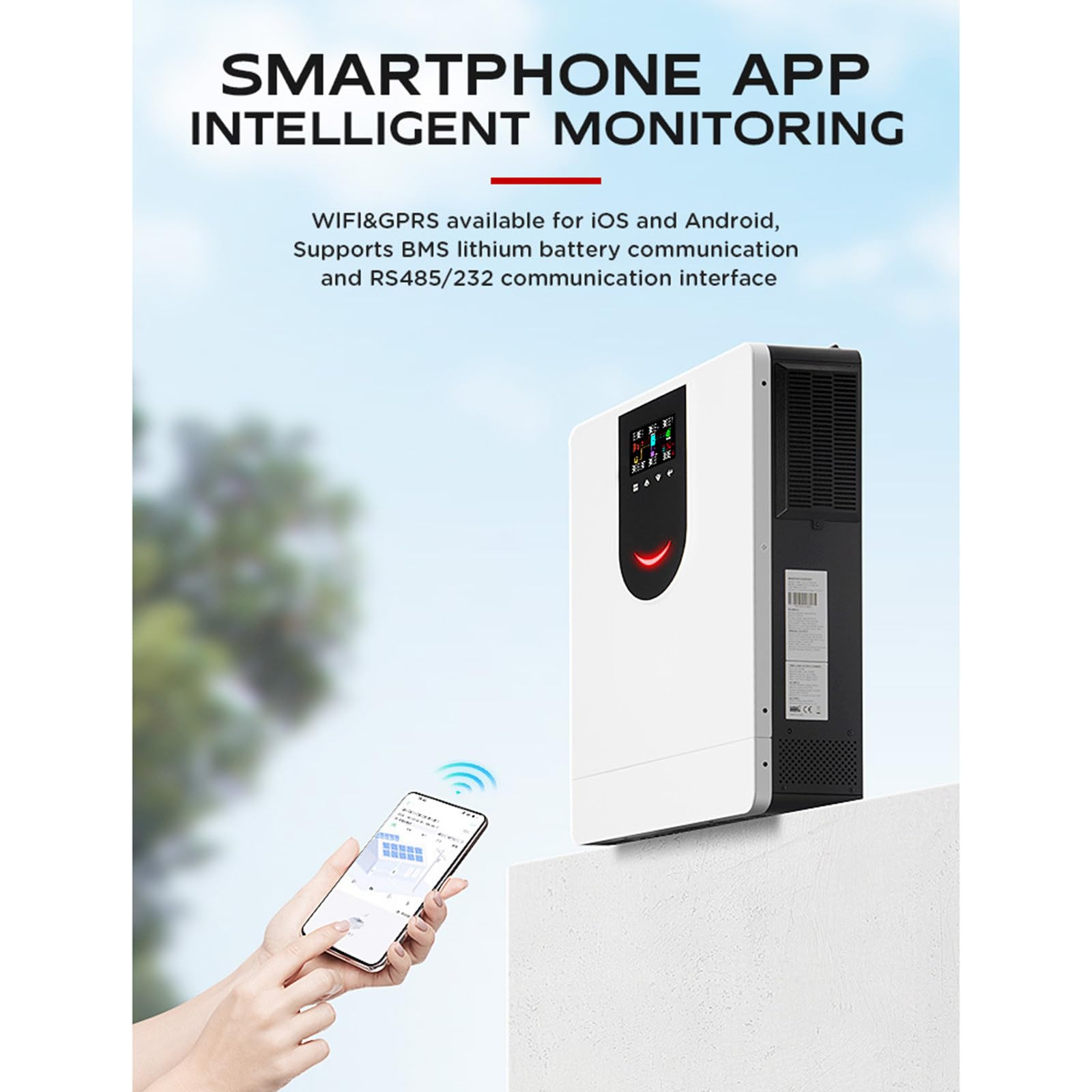 Inverter per accumulo Domestico a Onda positiva Pura, Inverter fotovoltaico Solare e regolatore con Pulsante di Feedback a Grande Schermo a LED,10.2KW