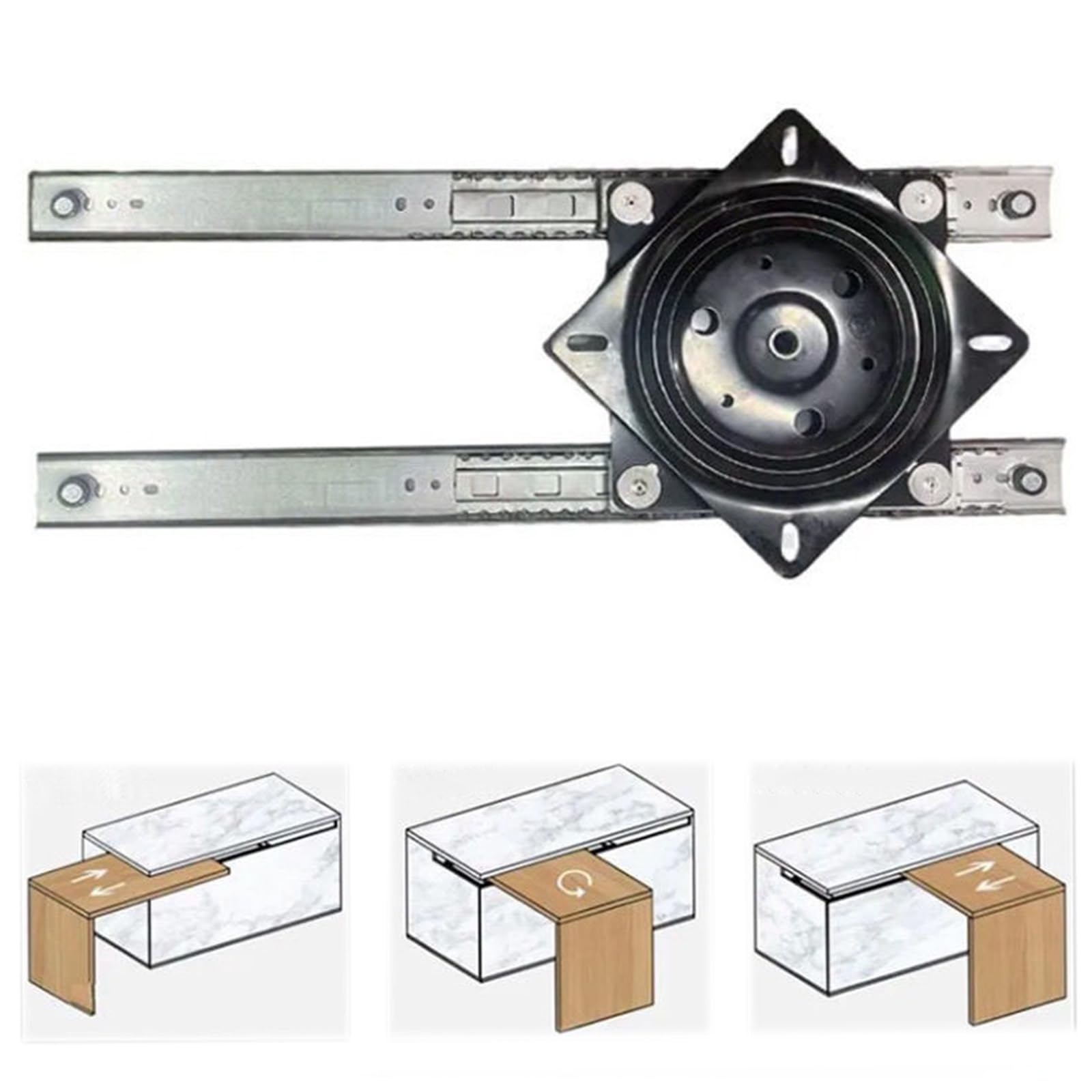 Pista deslizante de mesa de extensión con tocadiscos, riel guía de isla de cocina de aluminio, accesorios de mesa ocultos para escritorios y encimeras