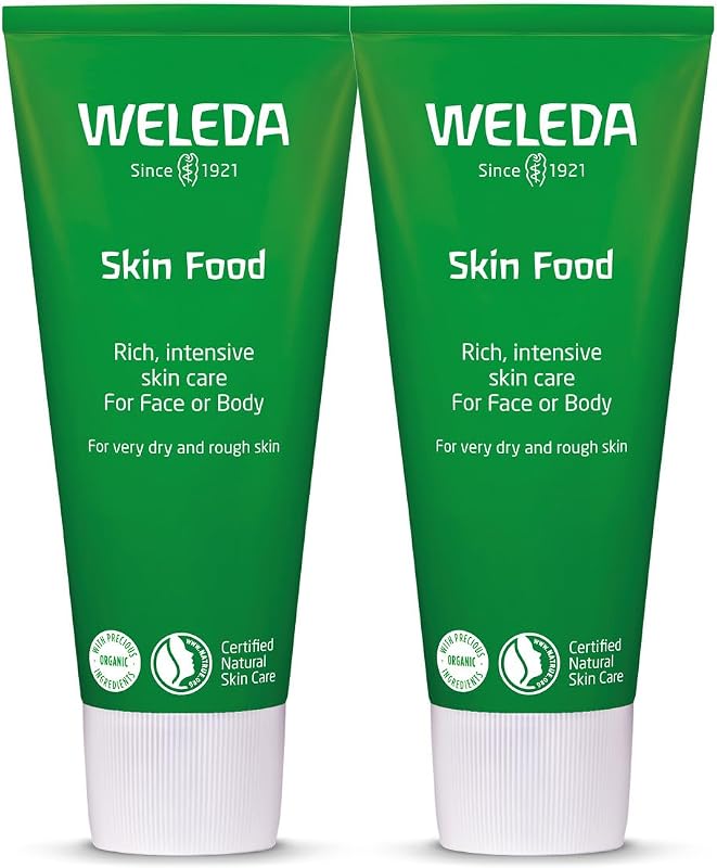 Weleda Skin Food Twin Pack, Dry Skin Moisturiser, Moisturising Cream & Primer, Face & Body, For Men & Women, Multiple Uses, Certified Natural, 2 x 75ml