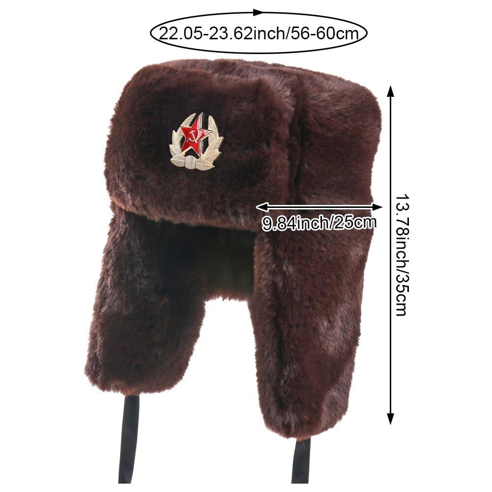 Sombrero De Unisex con Insignia Militar Soviética, Sombreros De Bombardero, Sombrero De Invierno Aire Libre con Orejeras, Sombrero De Caza De Felpa para Esquiar, Uso Diario