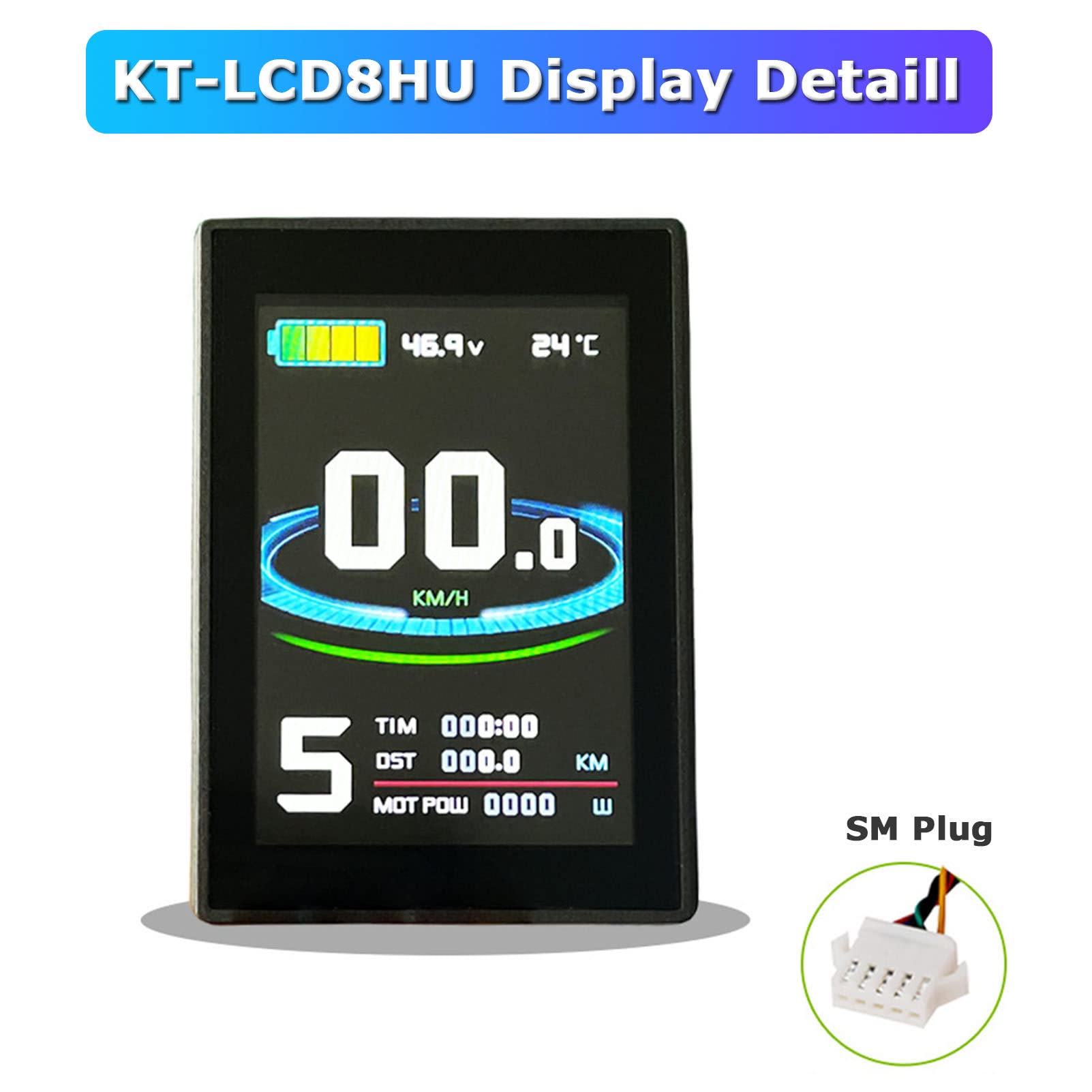 Compteur d'affichage du vélo, Panneau de Commande du Compteur d'écran LCD LCD8SU, contrôleur de Moteur électrique 24V / 36V / 48V, pour Scooter à vélo électrique