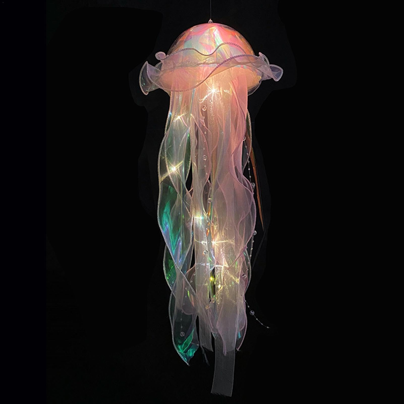 Zibeem Jellyfish Shape Lamp,Creative Jellyfish Chandelier LED Fantasy Jellyfish Lamp,Glowing Jellyfish Hanging Fashion Lamp,Room Decor Theme Restaurant Decoration Atmosphere Decoration Lamp
