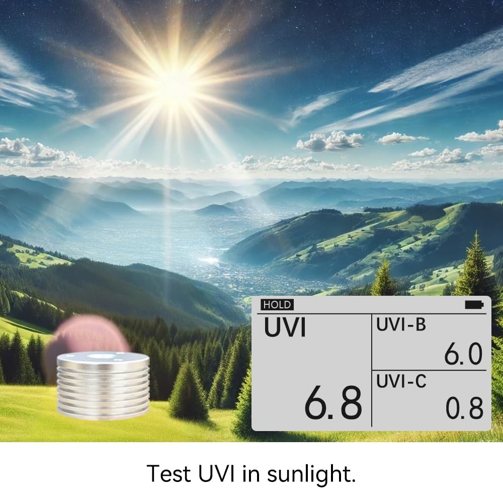 Medidor de luz AH-UVCBA, prueba el índice UV de UVB | UVC, intensidad de radiación UVC, y UVA. Registra la distribución w/m² de UVC,UVA.