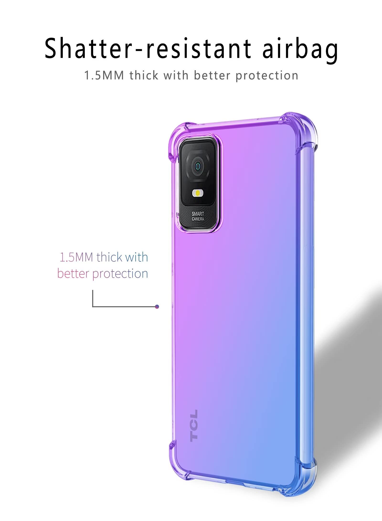 HONLEN Custodia Per TCL 403: Cover Sfumata Trasparente In TPU Con Angoli Rinforzati