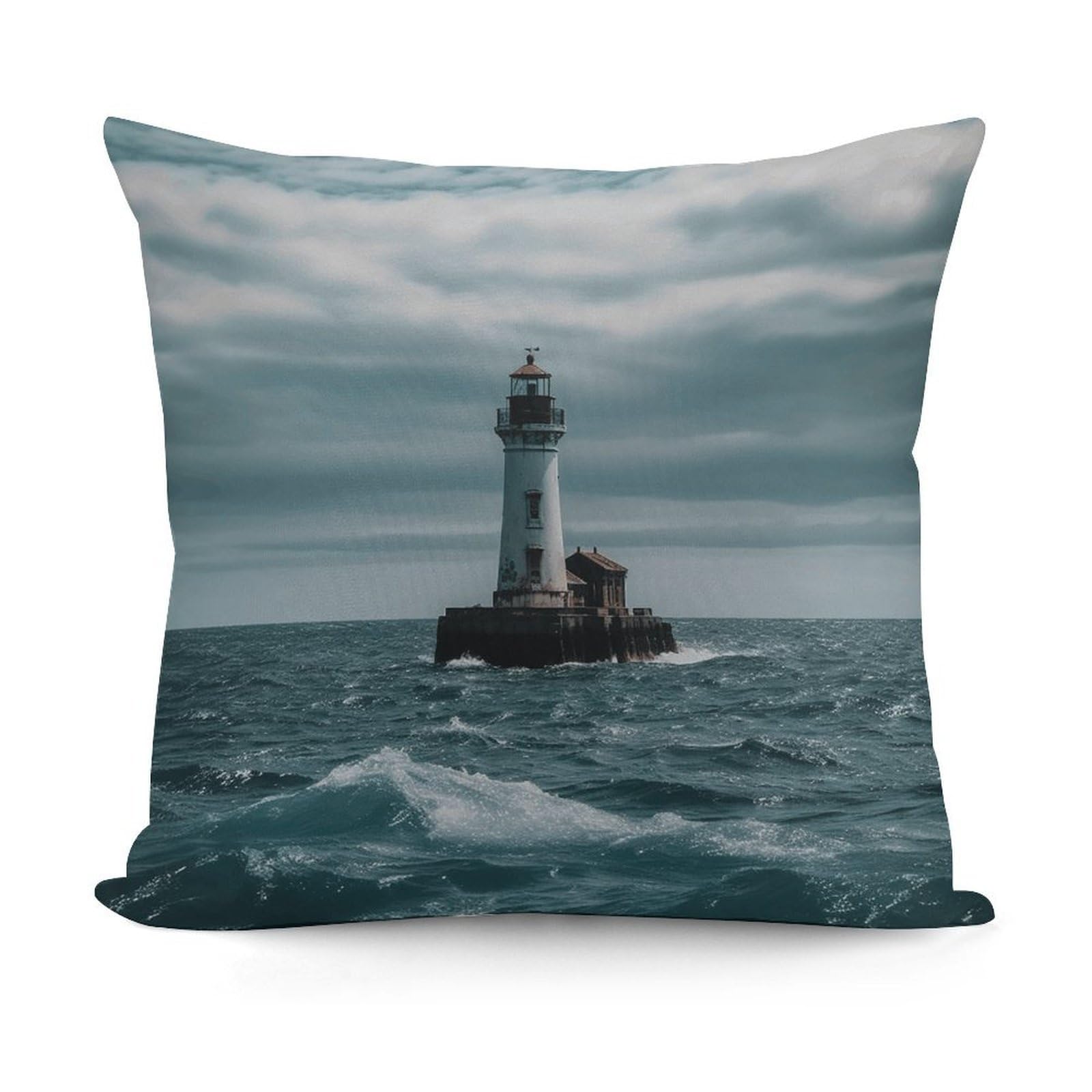 VstaDank Decorative Lighthouse Ocean Throw Pillow Covers Luxury Soft Pillowcases Fluffy Plush Accent Pillow Cases Personalized Square Lumbar Pillows Shells for All Seasons 18" X 18"