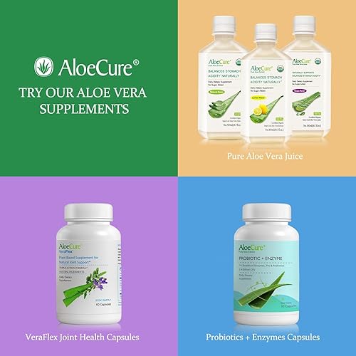 Miniatura 8 de AloeCure Cápsulas orgánicas de aloe vera, 130.000 mg equivalente de hoja de aloe interior por porción, apoyan la salud intestinal, digestiva e
