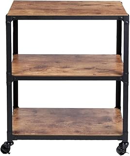LICONG-2020 Chariot de Rangement Isla de Cocina y carritos, Carrito con Ruedas, Soporte for microondas, Carrito de café de 3 Niveles, marrón Chariot de Rangement