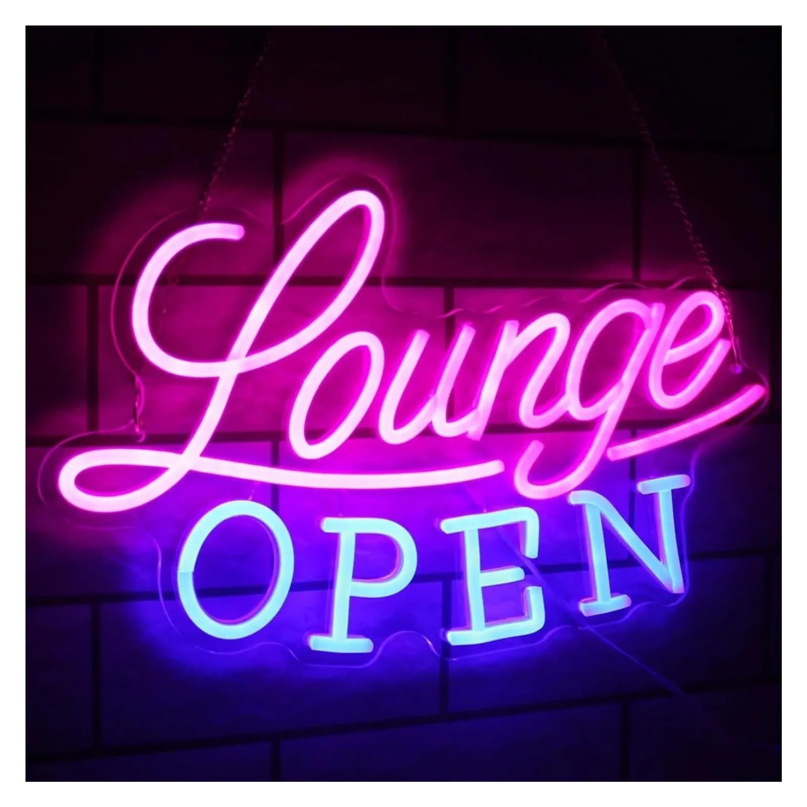 Insegna luminosa al neon Lounge aperto per insegna al per neon Luce LED dimmerabile per alimentazione per USB per attività commerciali negozi club lounge