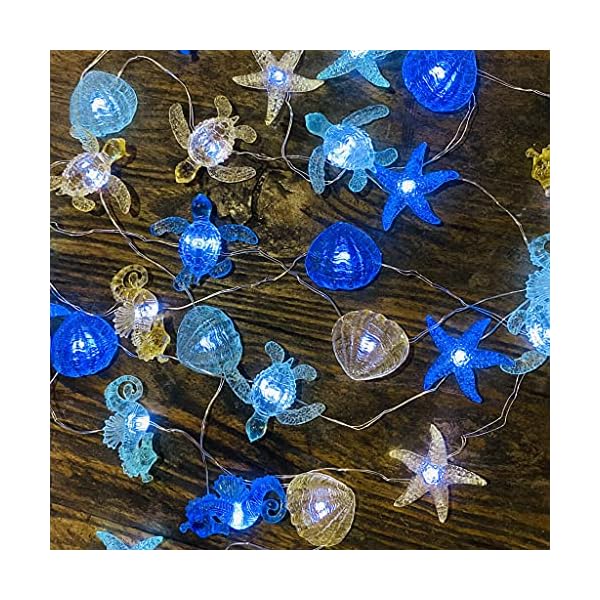 Ocean themed string lights marine life night lights beach décor sea turtle seahorse starfish clam decorative lights battery operated usb plug in 30led 10ft christmas tree ornaments holiday bedroom - image 4