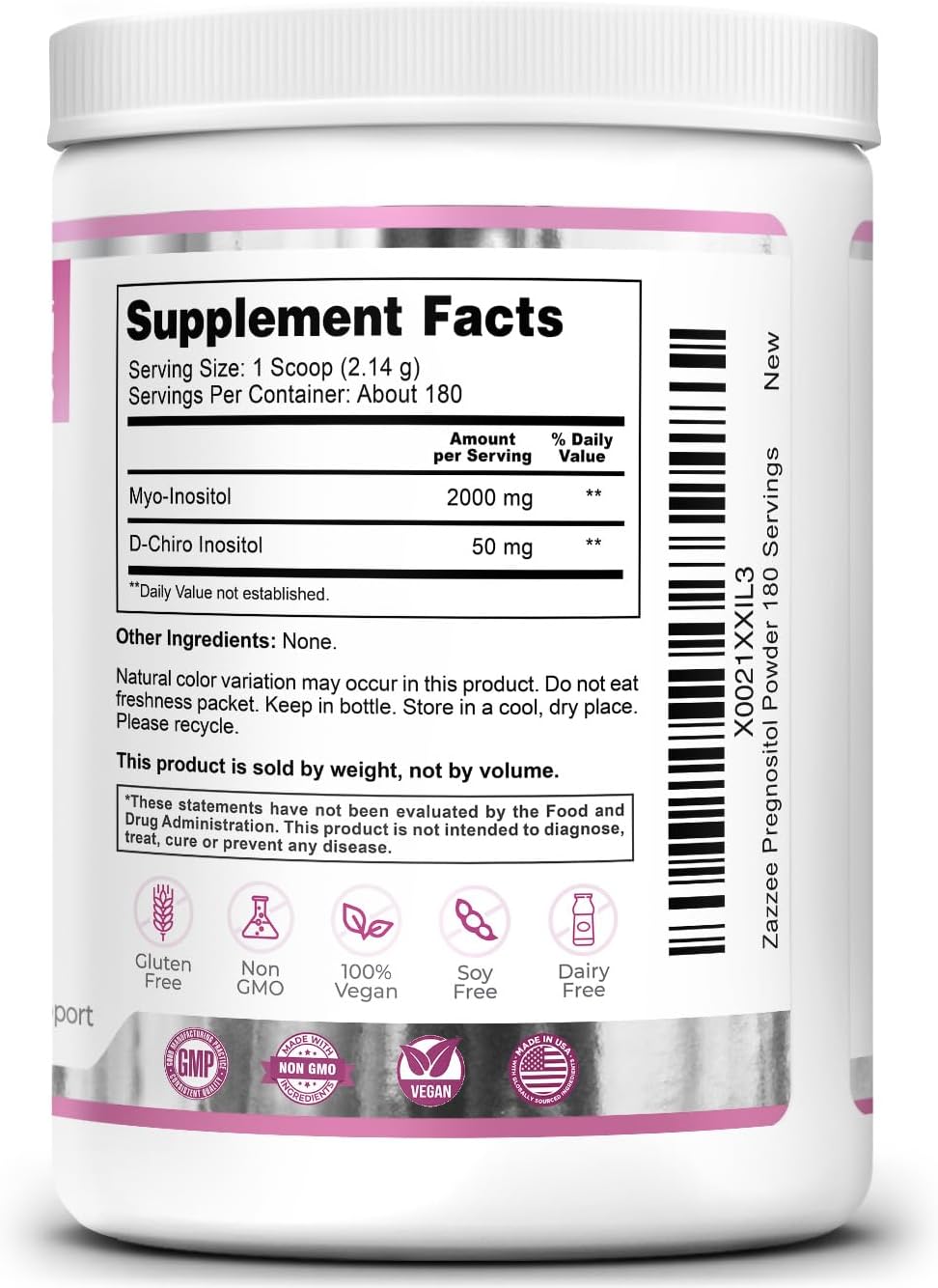 Zazzee PREGNOSITOL Powder, 6 Month Supply, Myo-Inositol and D-Chiro-Inositol 40:1 Fertility Blend, Free Scoop for Exact Dosage, Premium Balanced Formula, 180 Servings, Vegan, All-Natural and Non-GMO - Image 8