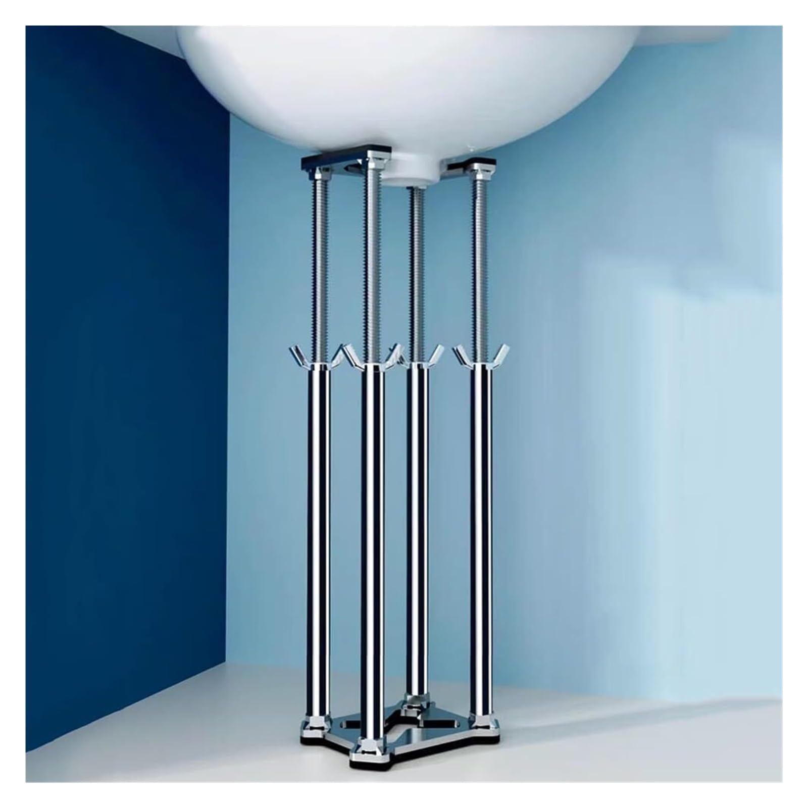 DHetyE Sink support legs Stainless Steel Drill Free Undermount Basin Support PolesTelescopic Kitchen Rod Sink Legs Stand Bathroom(Height 46 56cm(18" 22"))