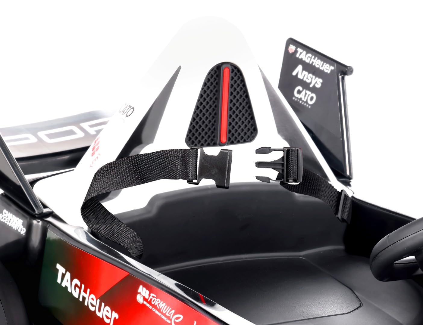 SUN BABY Porsche Bolid Quad - Auto Elettrica per Bambini 3-5 Anni, Macchina Elettrica 12V 4,5Ah, Telecomando Genitori, MP3 USB, Cinture di Sicurezza, Sospensioni - Nero