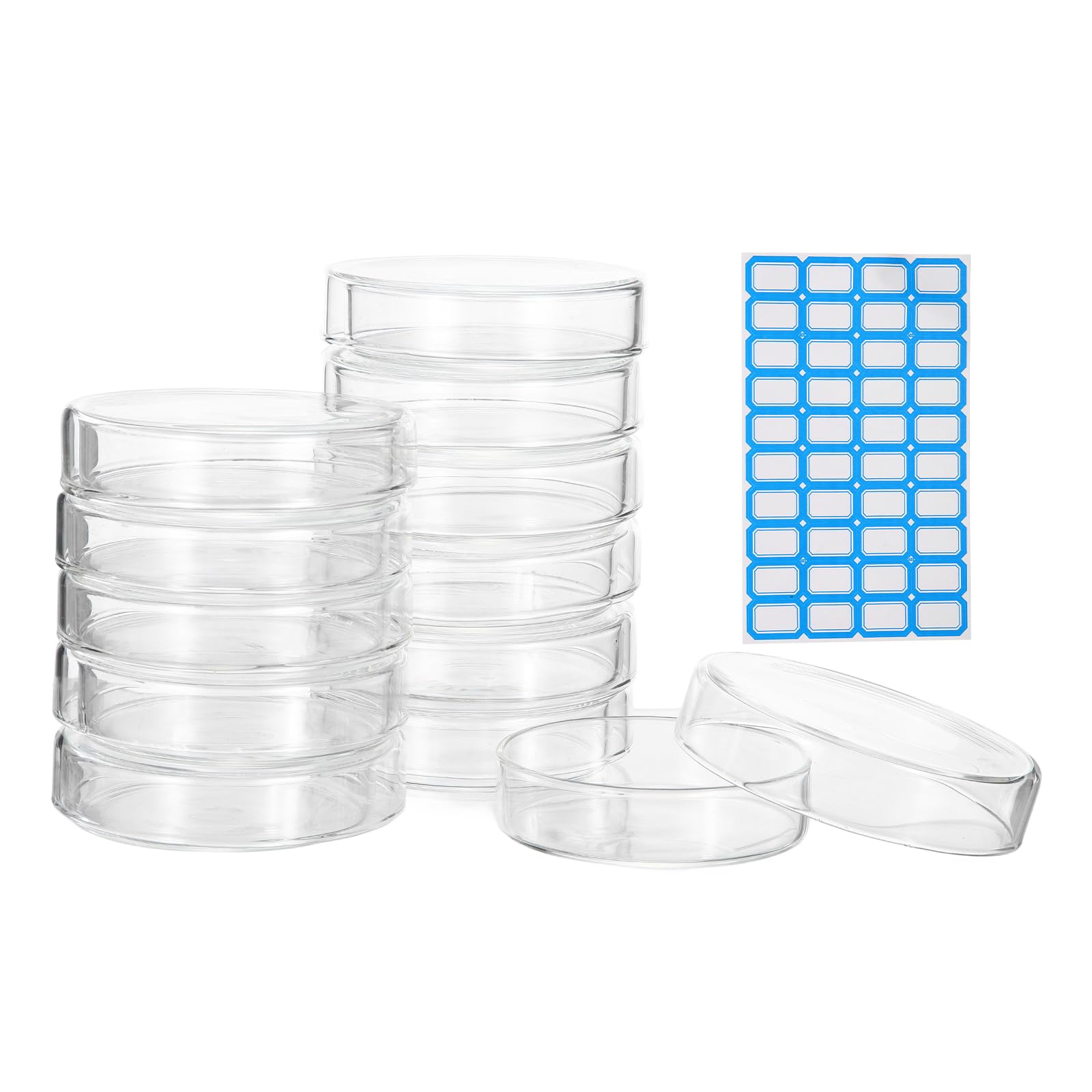 PATIKIL 12 Pezzi Piastre Di Petri In Vetro Con Coperchio, 75 Mm Spessore Vetro Borosilicato Autoclavabile Per Colture Laboratorio Etichette Per Esperimenti Scientifici Progetti