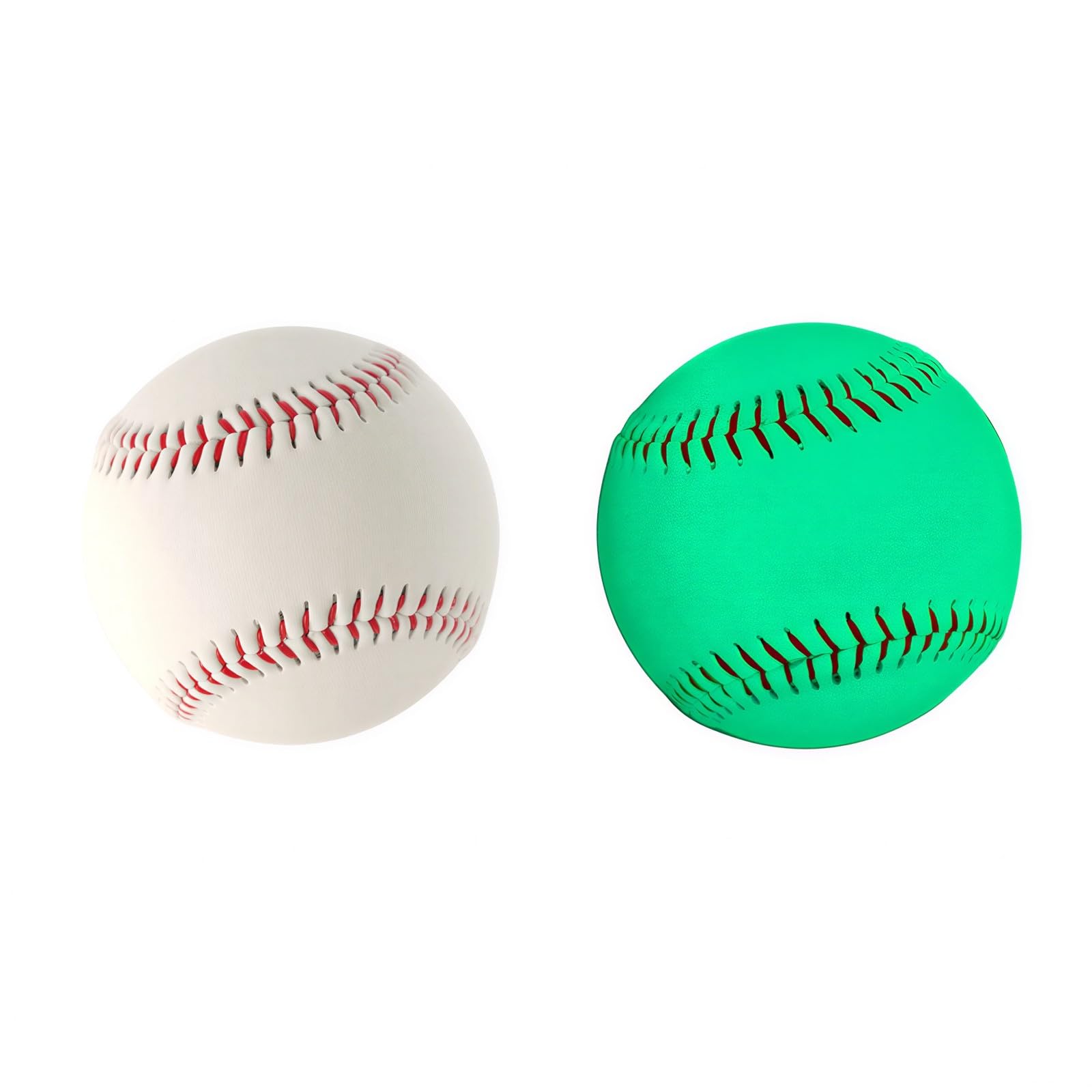2 Stk. Glow in the Dark Baseball, 9 Zoll 22,8 cm Umfang, leuchtende PVC Skin mit Korkkern, handgenähte Trainingbälle für Nachtübungen und Spiele bei Dunkelheit, Geschenk für abendliche Spiele