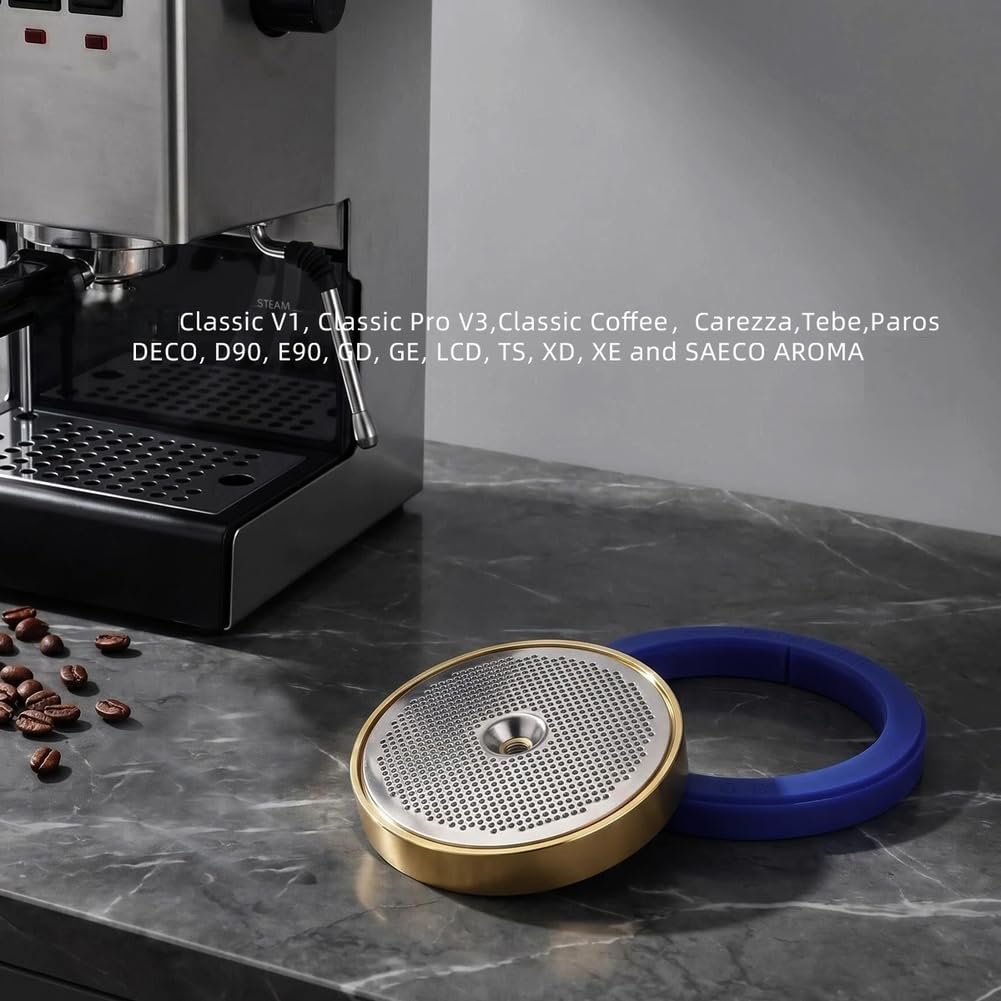 Kit de repuesto de cabezal de preparación para cafetera con pantalla de filtro y anillo de sellado para máquina de café espresso, acero inoxidable, tono dorado (juego