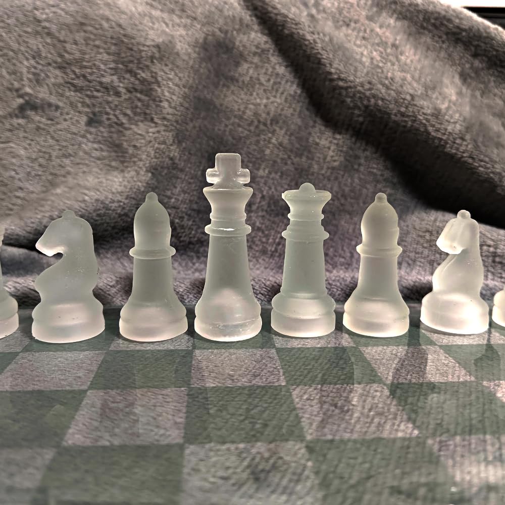 Glas Schachspiel Hochwertig 25 × 25 cm Tragbares Reiseschach Anfänger Schachspiel Schachbrett Schachset Chess Board Schach für Kinder und Erwachsene
