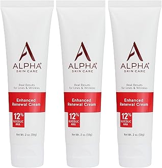 Skin Care Enhanced Renewal Cream, Anti-Aging Formula, 12% Glycolic Hydroxy Acid (AHA), Reduces Lines & Wrinkles, For Normal to Dry Skin, 2 oz, Pack of 3