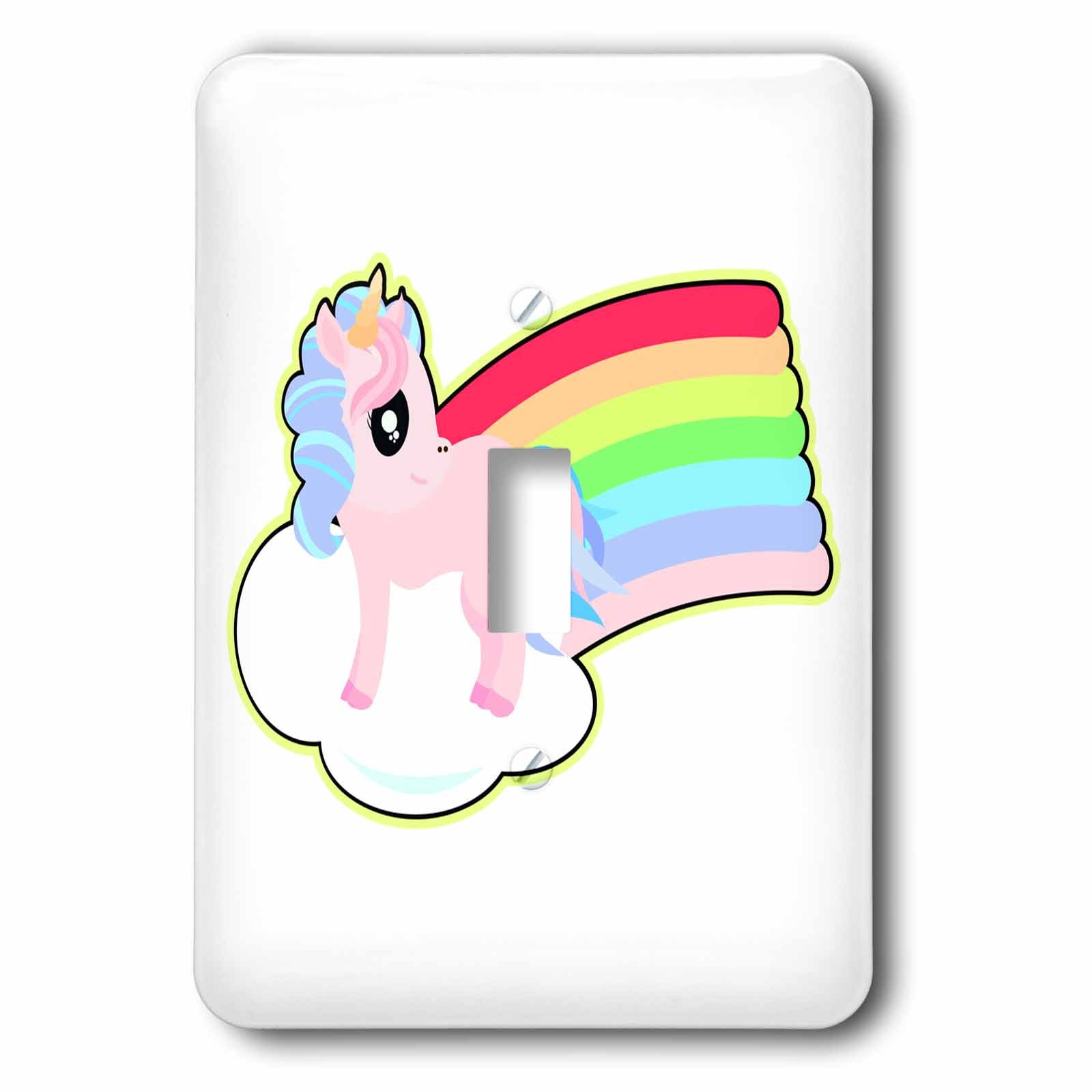 Interruptor de palanca único de unicornio infantil multicolor 3dRose para pared