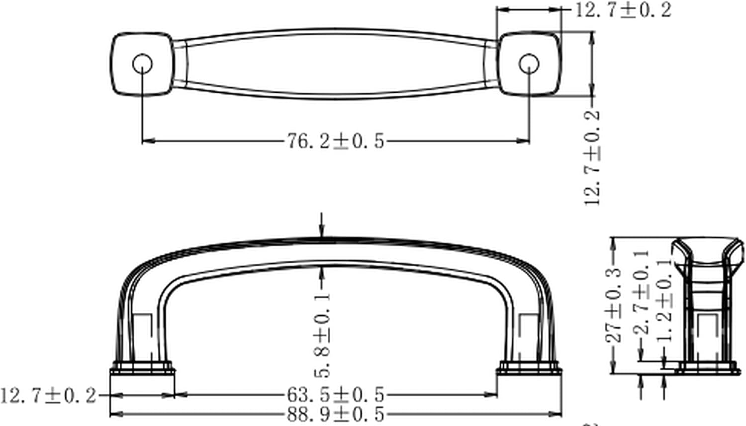 East West Hardware Square Base Zinc Figaro Cabinet Pulls - Color Size Choice