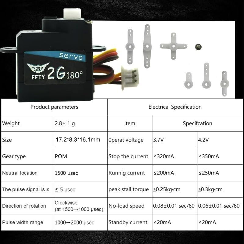 Image of 2PCS 2G Plastic Gear Mini Servo, 3.7-5V RC Micro Digital Servos Kit for RC Helicopter Airplane Car Boat & Robot Parts (JST Connector)