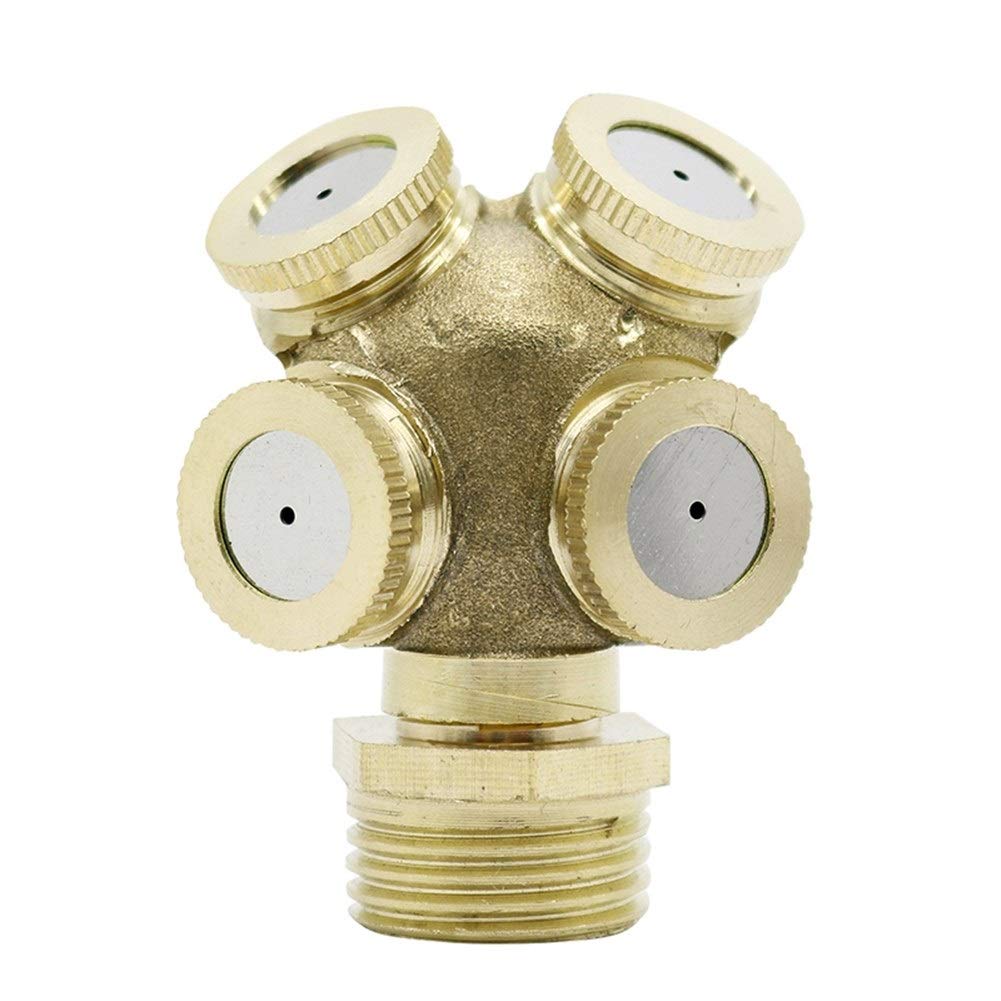 1 Stück Einstellbare Sprühnebeldüse aus Messing mit 4 Loch Garten Sprinkler Bewässerungssystem Home Bewässerung Gartengeräte