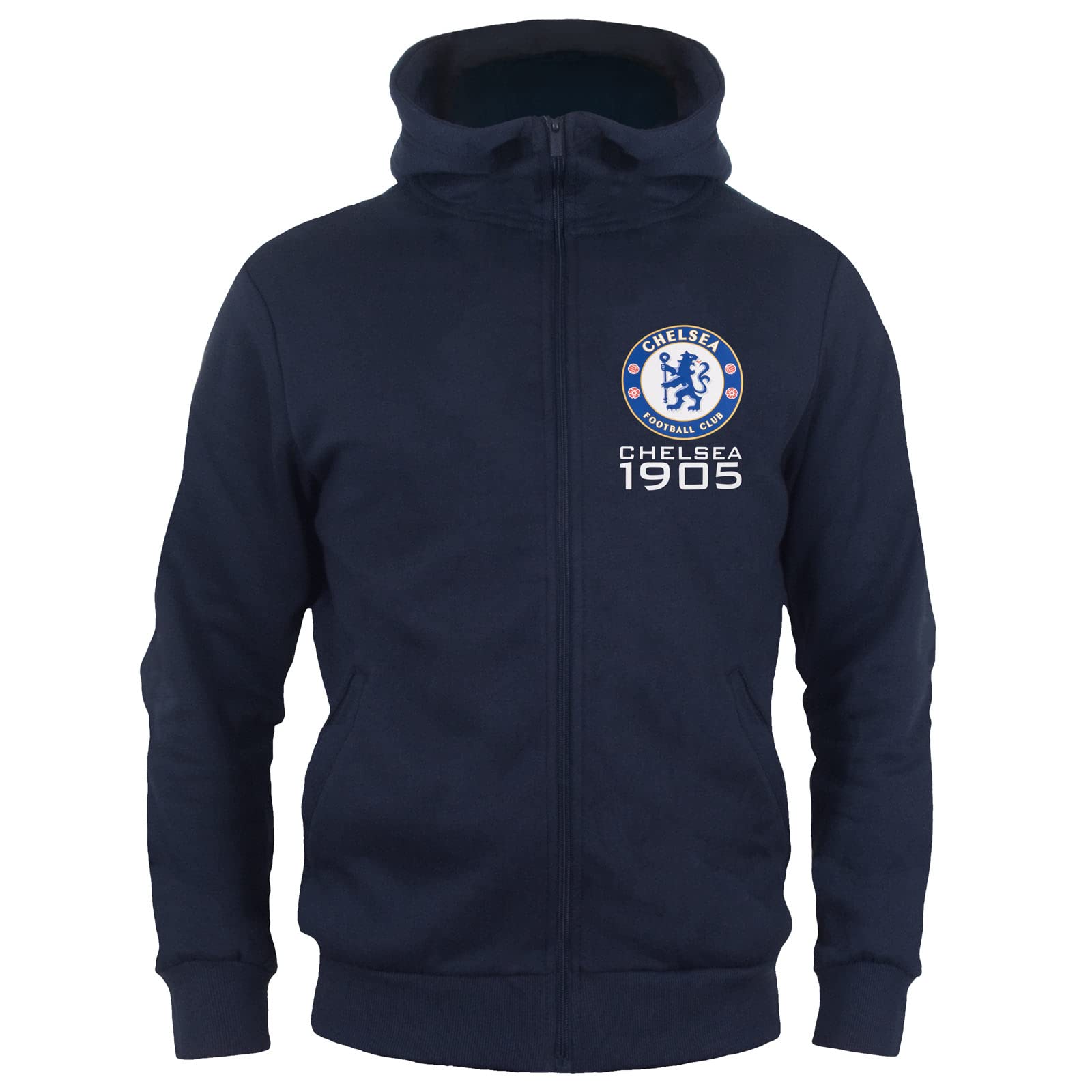 Chelsea FC Boy's Zip Hoodie - Mid Navy - 6-7 Years